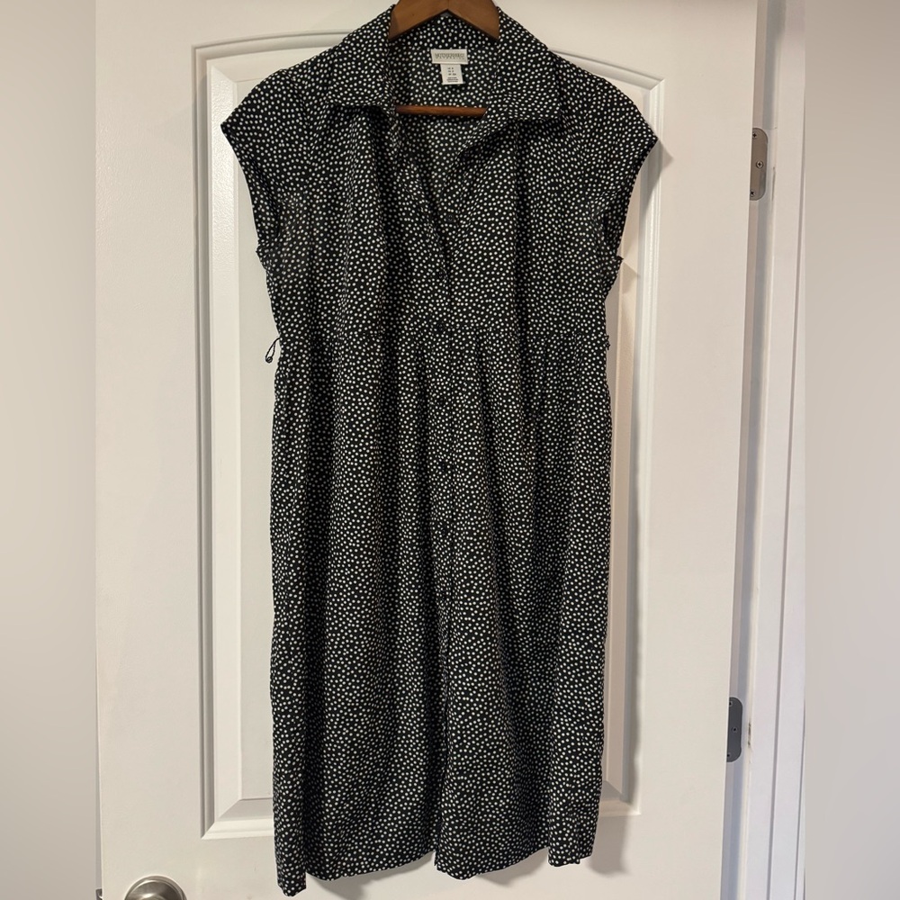 Motherhood Maternity Black and White Buttoned Tie Front Midi Dress